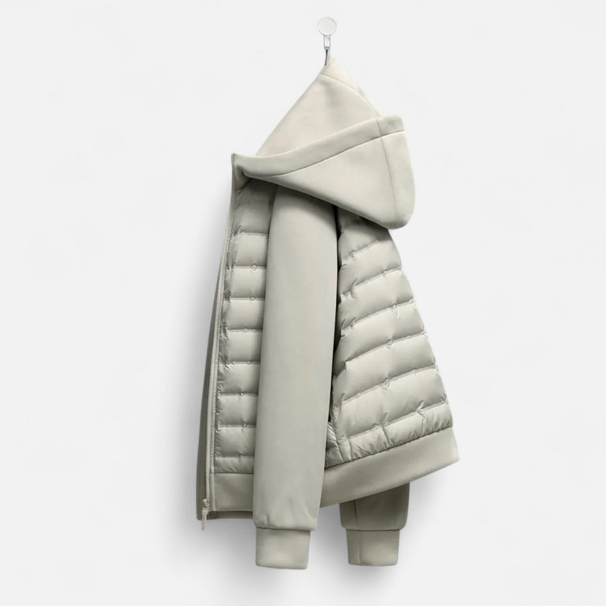 Herren Daunenjacke mit Kapuze und Sweat-Ärmeln