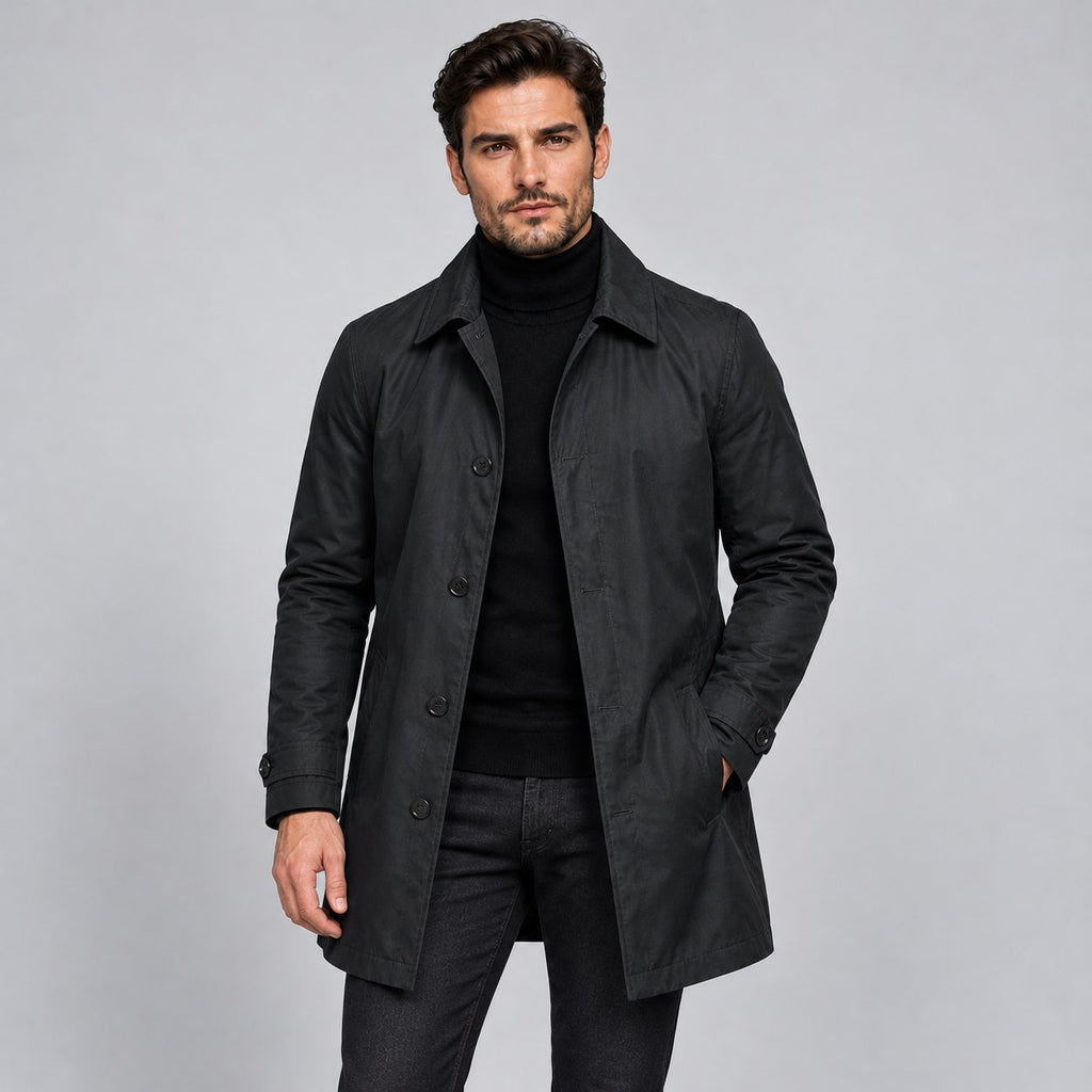 Herren Mantel mit Knopfleiste und Stepp-Futter