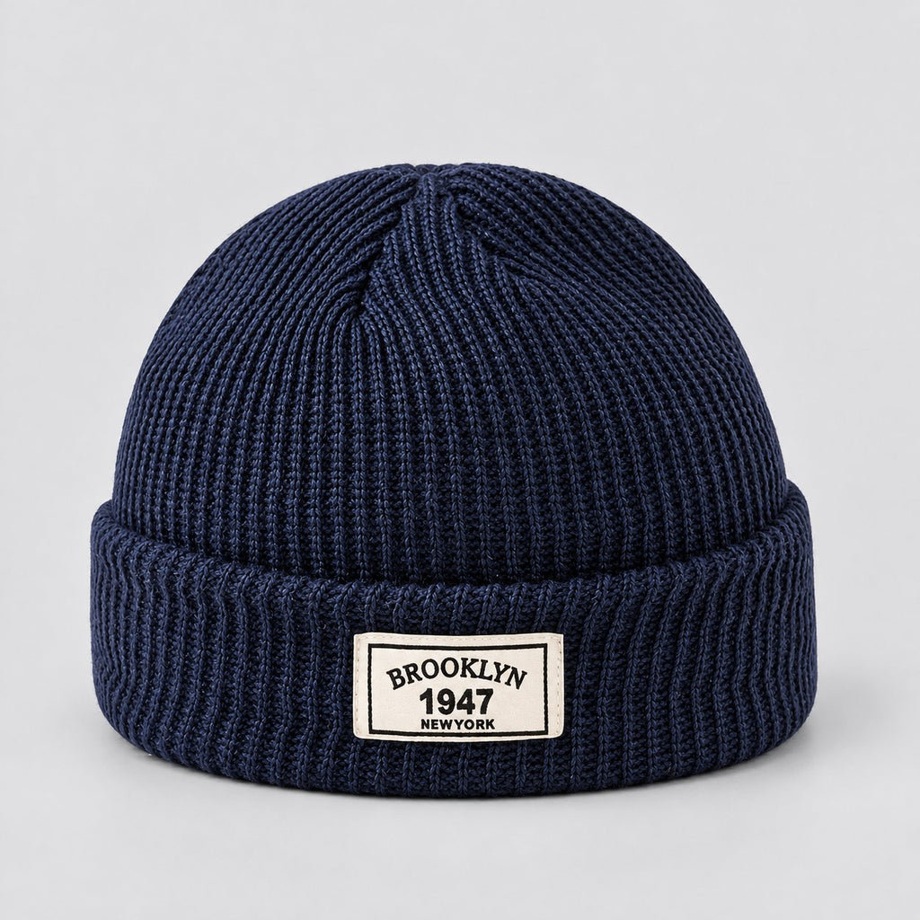 Herren Rippstrick-Beanie mit Umschlagbund