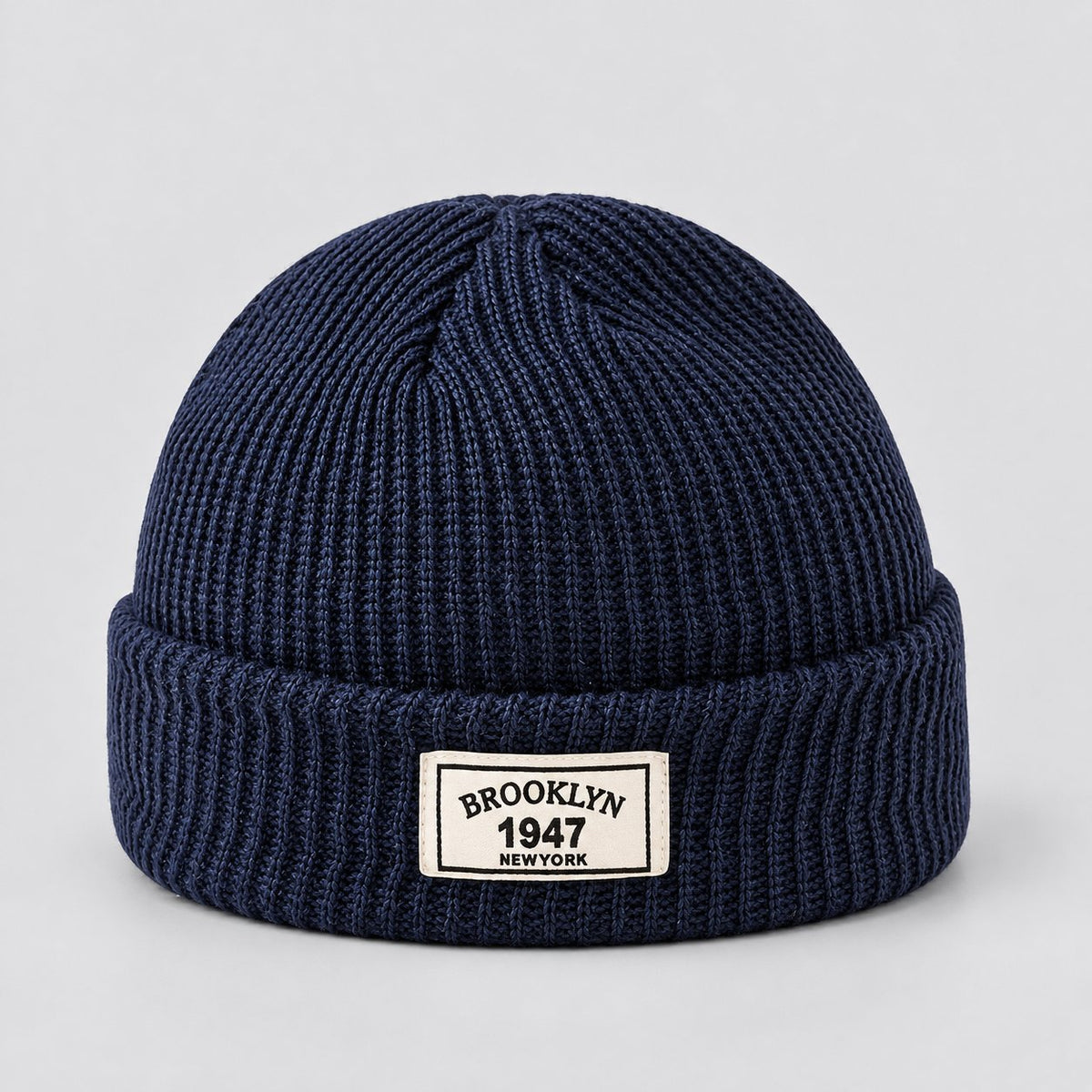 Herren Rippstrick-Beanie mit Umschlagbund