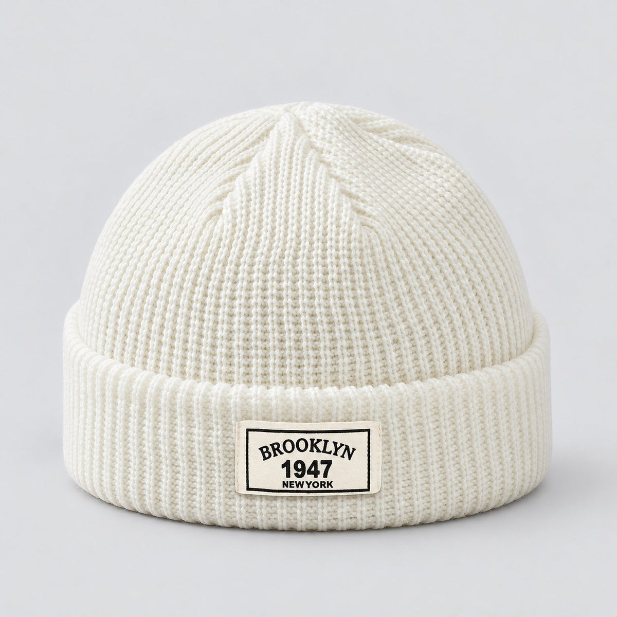 Herren Rippstrick-Beanie mit Umschlagbund