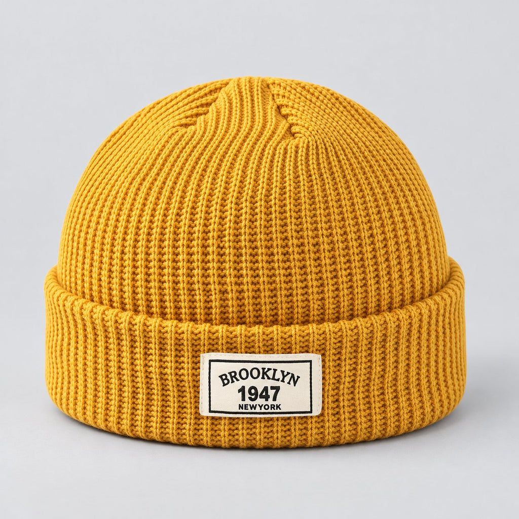 Herren Rippstrick-Beanie mit Umschlagbund
