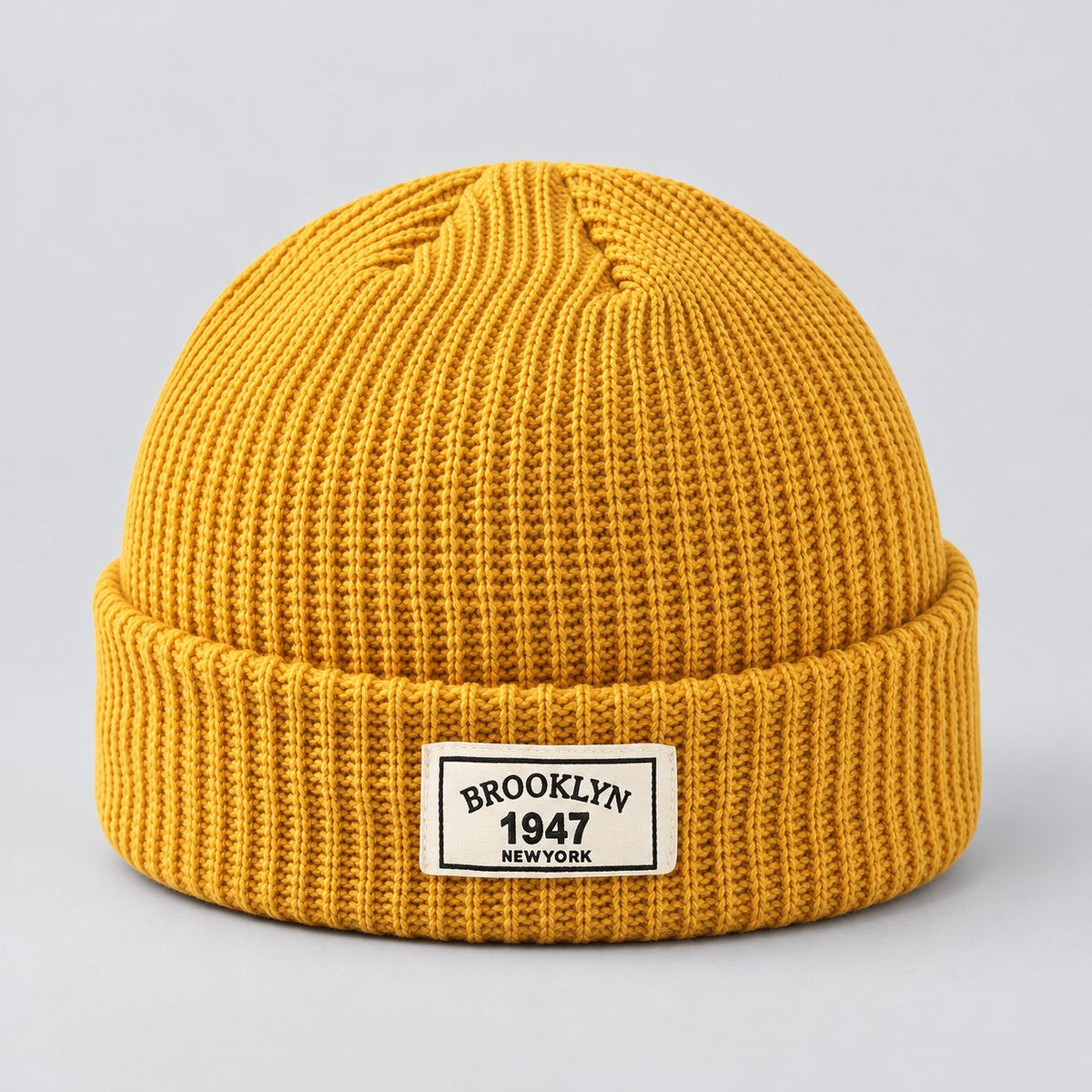 Herren Rippstrick-Beanie mit Umschlagbund