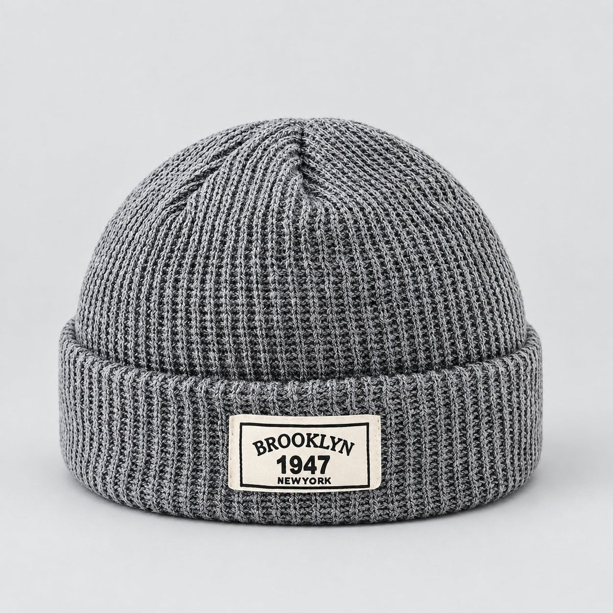 Herren Rippstrick-Beanie mit Umschlagbund