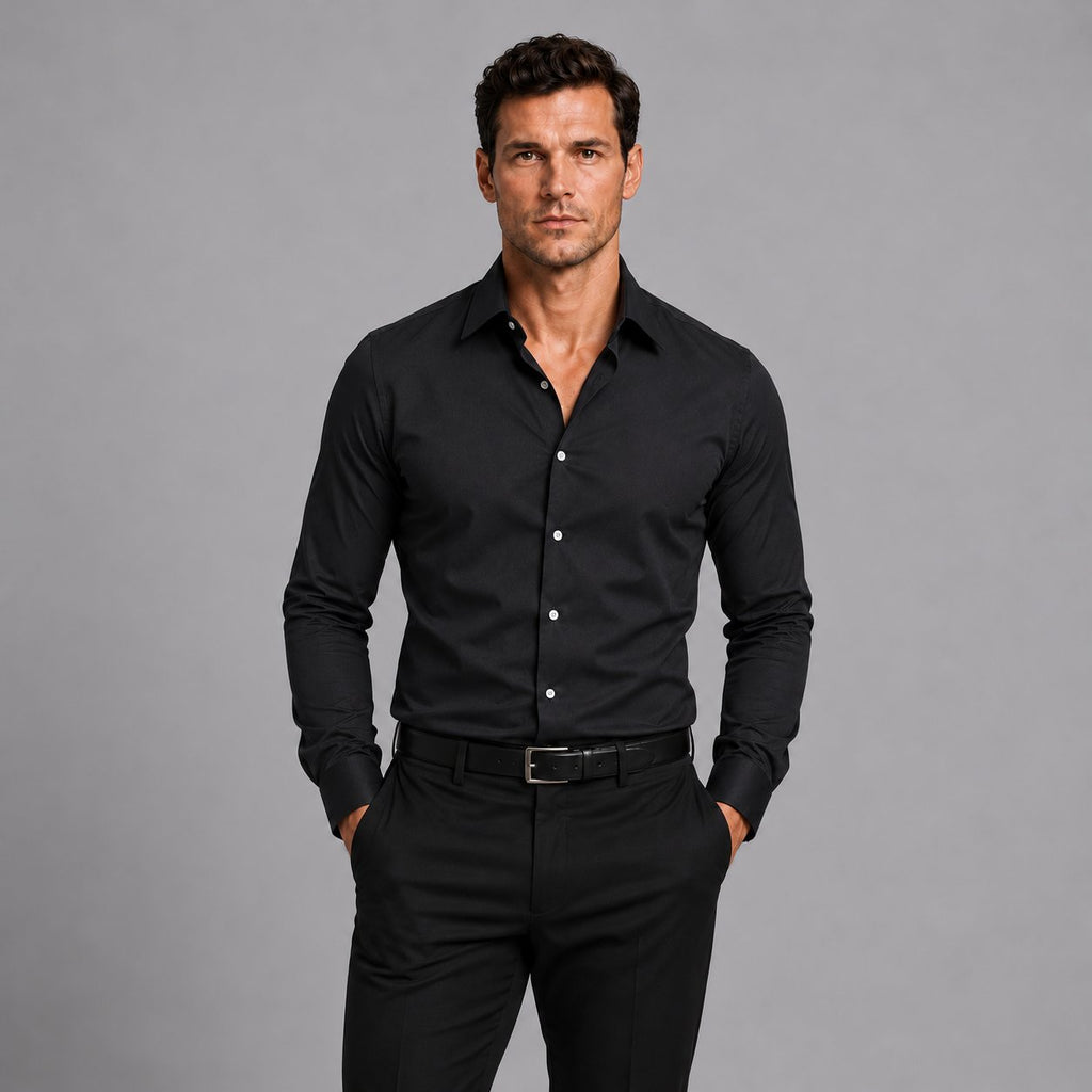 Herren Slim Fit Hemd mit Satin-Optik
