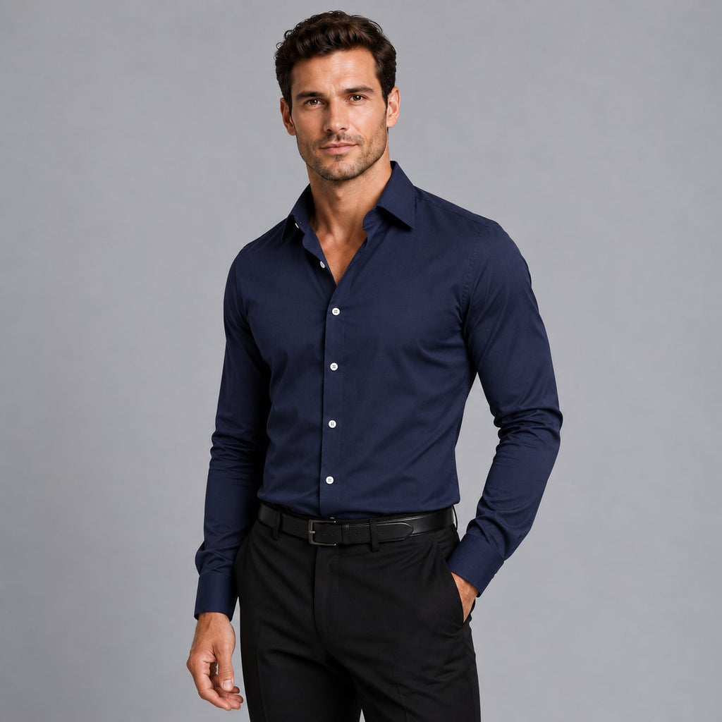 Herren Slim Fit Hemd mit Satin-Optik