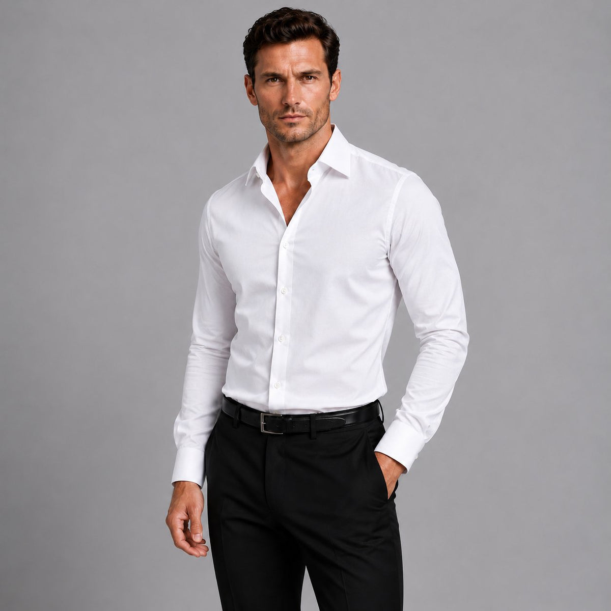 Herren Slim Fit Hemd mit Satin-Optik