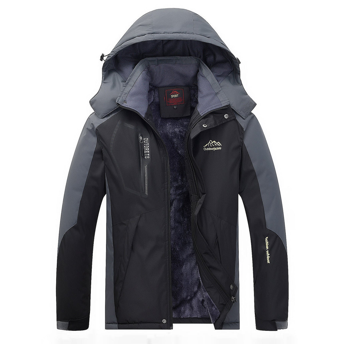 Herren Winterjacke mit abnehmbarer Kapuze und Fleece-Innenlage