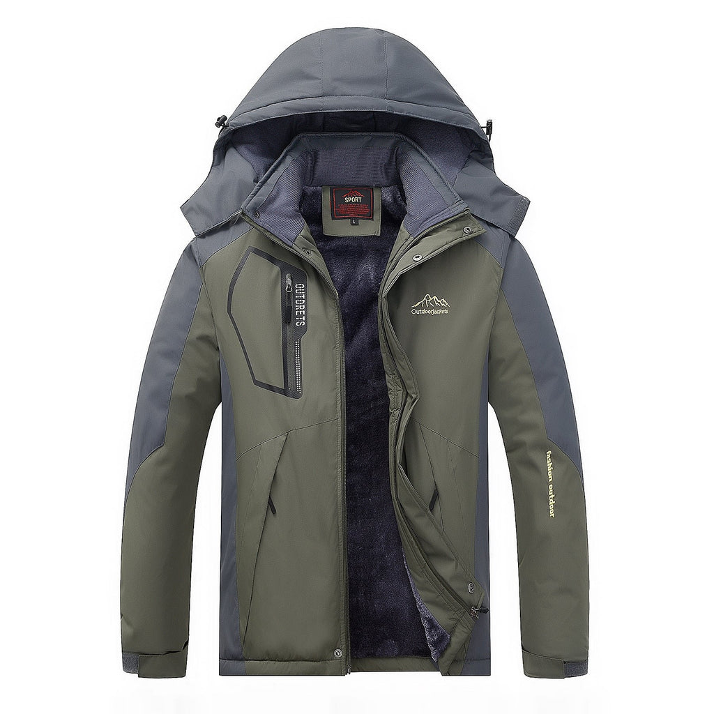 Herren Winterjacke mit abnehmbarer Kapuze und Fleece-Innenlage