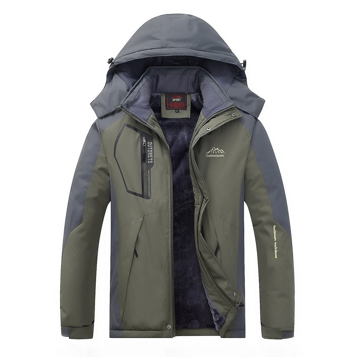 Herren Winterjacke mit abnehmbarer Kapuze und Fleece-Innenlage