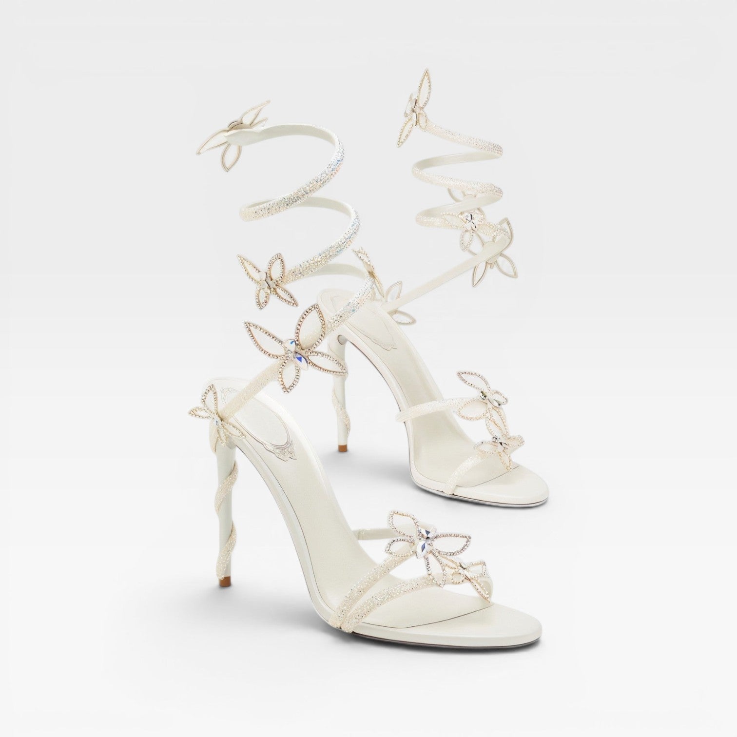 Damen Kristall Schmetterling Spiral Absätze – Elegante Riemchen Sandalen für besondere Anlässe