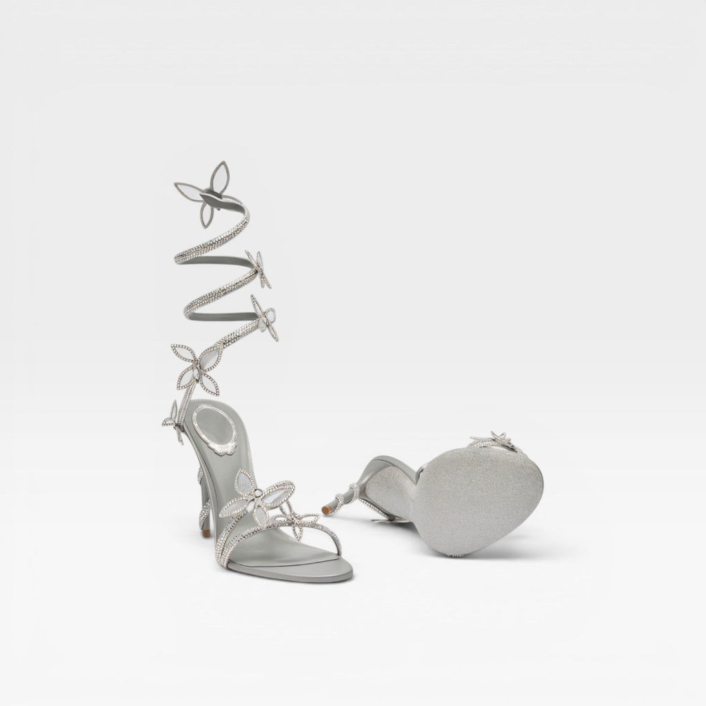 Damen Kristall Schmetterling Spiral Absätze – Elegante Riemchen Sandalen für besondere Anlässe