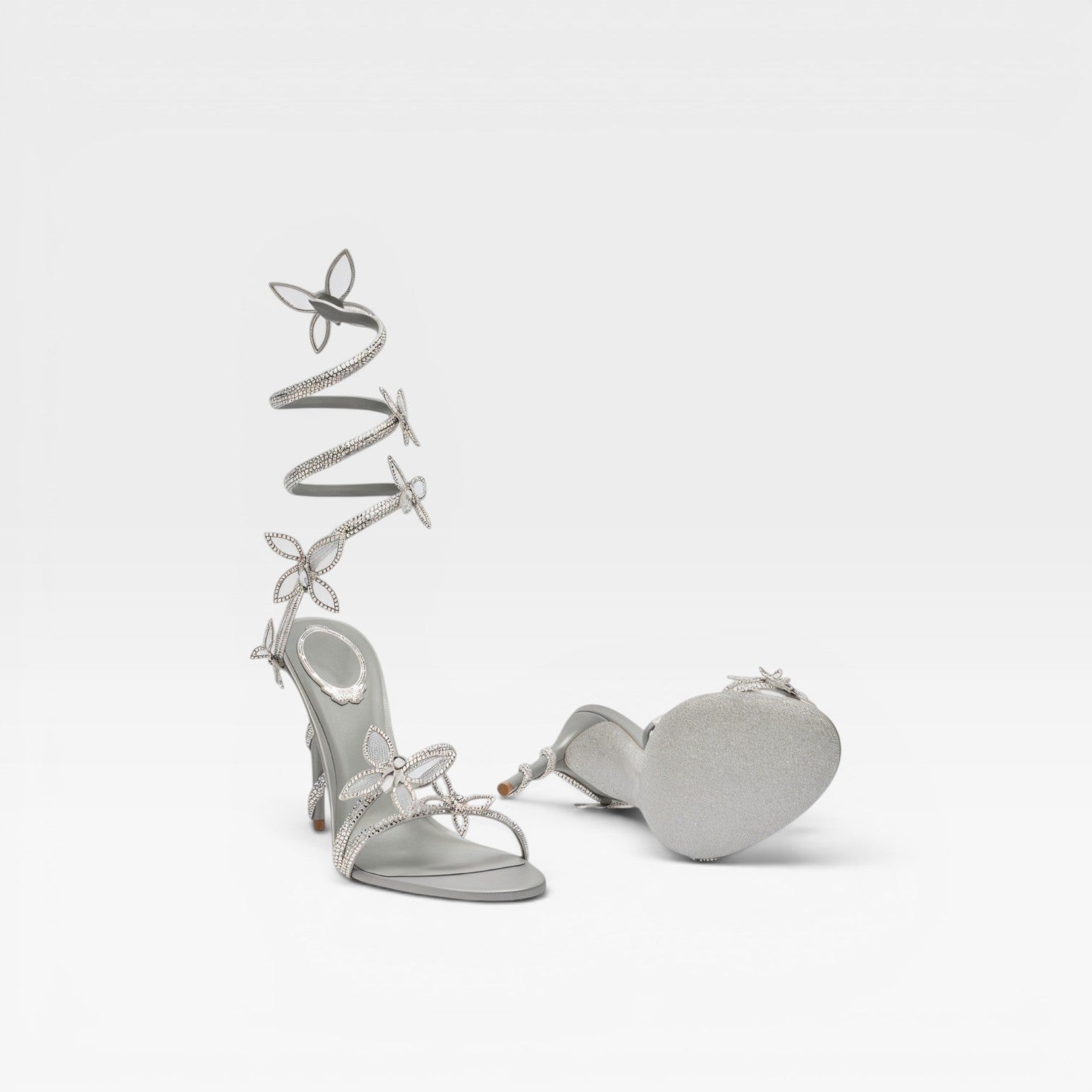 Damen Kristall Schmetterling Spiral Absätze – Elegante Riemchen Sandalen für besondere Anlässe
