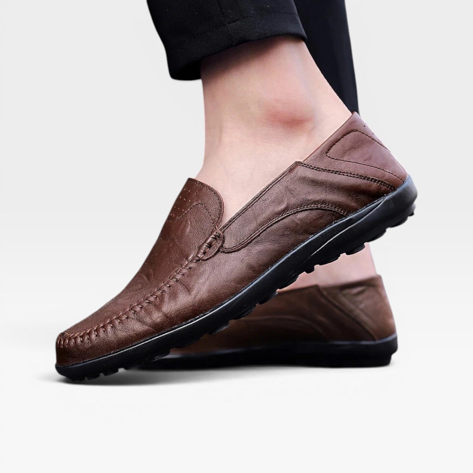 Herren Echtes Leder Slipper – Atmungsaktive Slip-On Freizeit-Schuhe für den Sommer