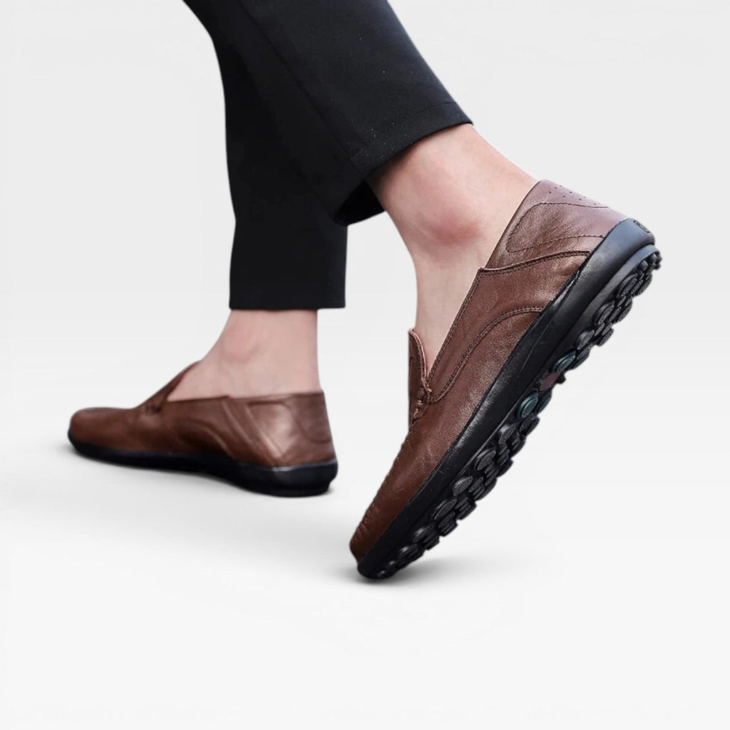 Herren Echtes Leder Slipper – Atmungsaktive Slip-On Freizeit-Schuhe für den Sommer