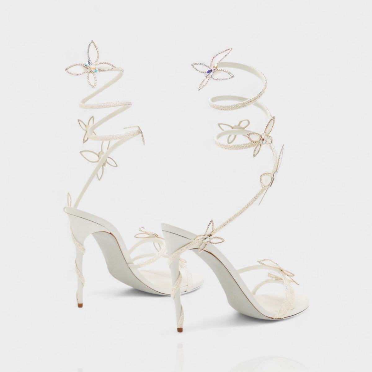 Damen Kristall Schmetterling Spiral Absätze – Elegante Riemchen Sandalen für besondere Anlässe