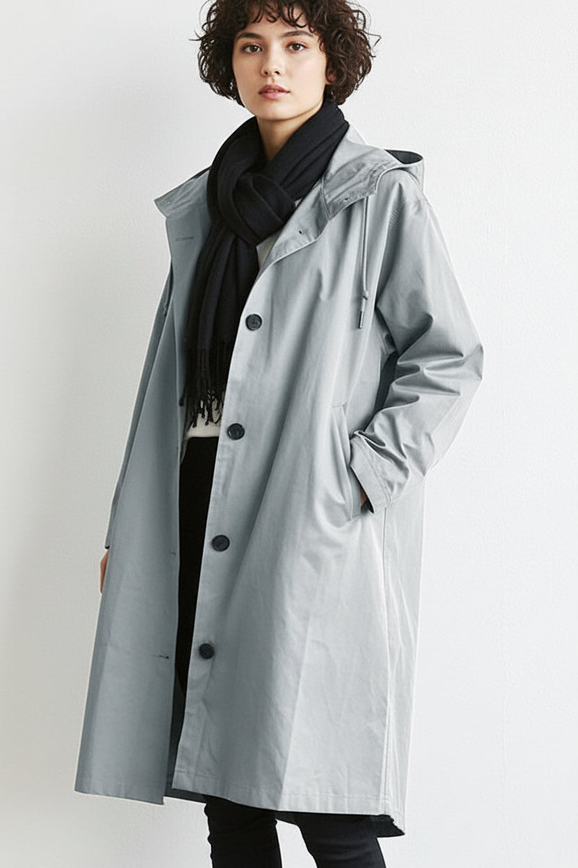 Damen Regenmantel mit Kapuze – Leichter Trenchcoat wasserdicht