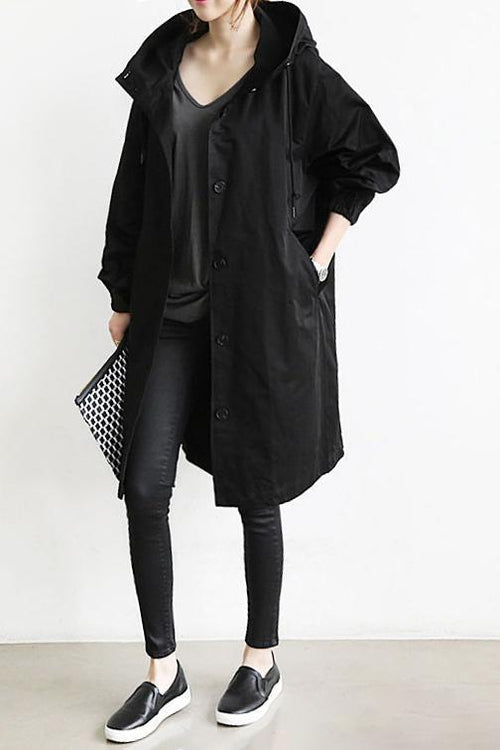 Damen Regenmantel mit Kapuze – Leichter Trenchcoat wasserdicht