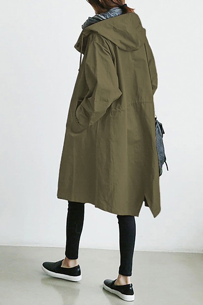 Damen Regenmantel mit Kapuze – Leichter Trenchcoat wasserdicht