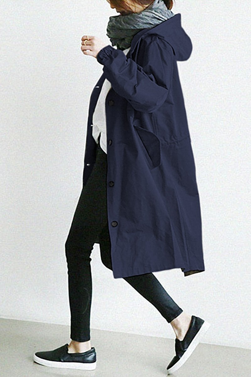 Damen Regenmantel mit Kapuze – Leichter Trenchcoat wasserdicht