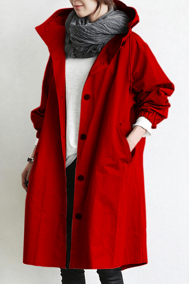 Damen Regenmantel mit Kapuze – Leichter Trenchcoat wasserdicht