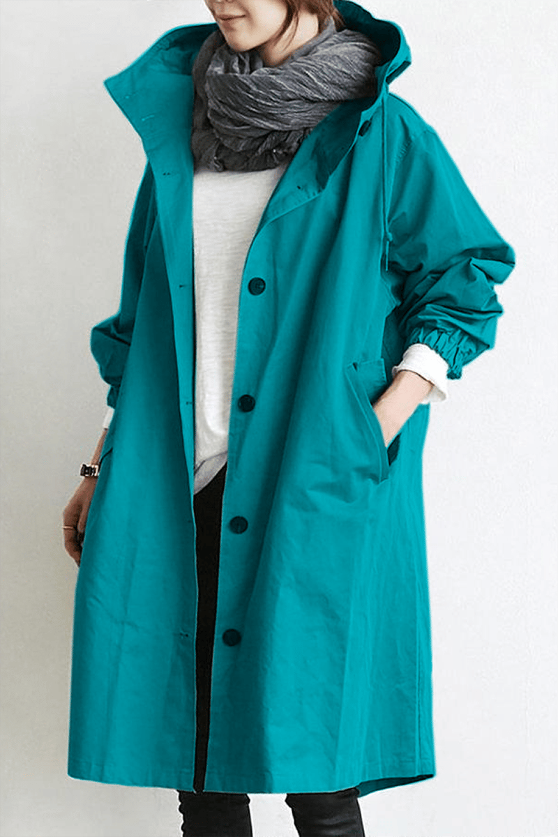 Damen Regenmantel mit Kapuze – Leichter Trenchcoat wasserdicht