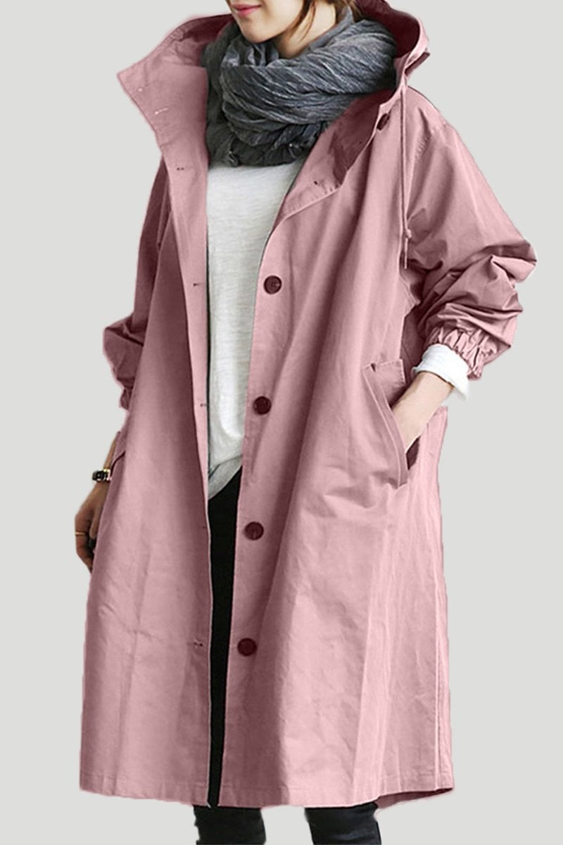 Damen Regenmantel mit Kapuze – Leichter Trenchcoat wasserdicht
