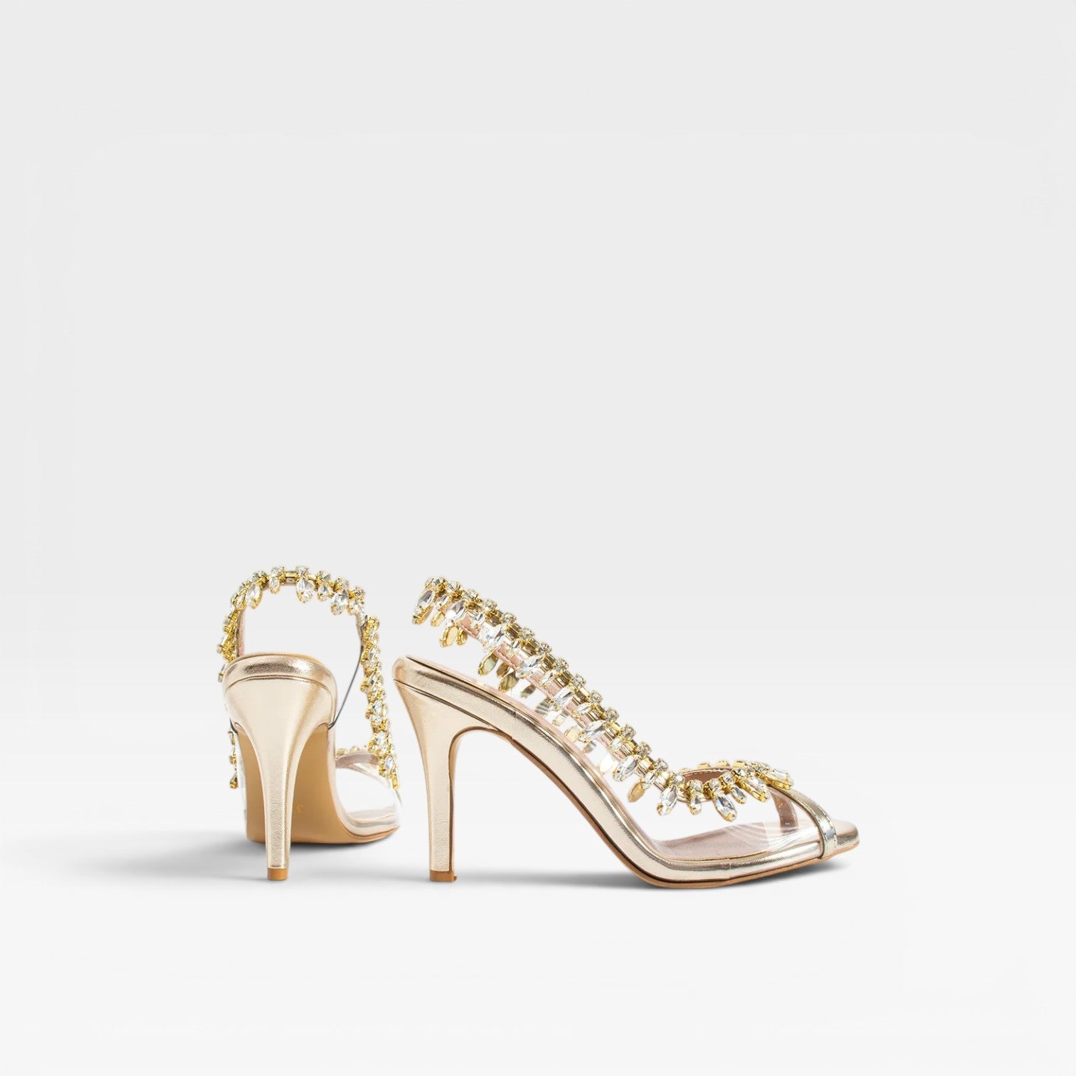Damen Kristall Ketten Absätze – Elegante Metallic Silber Riemchen Stiletto für Hochzeitsgäste und besondere Anlässe